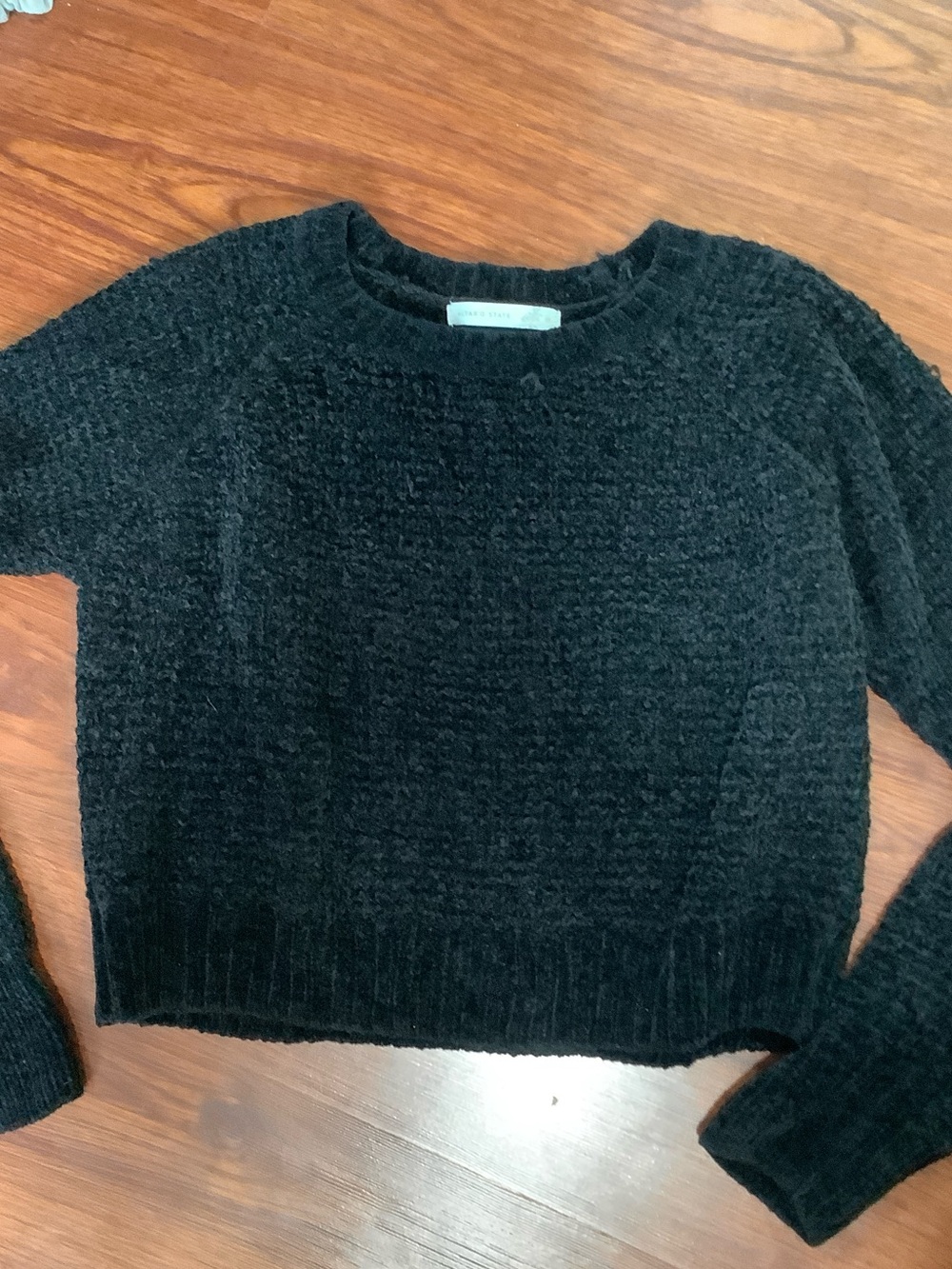 Altar'd State Black Textured Crewneck Sweater